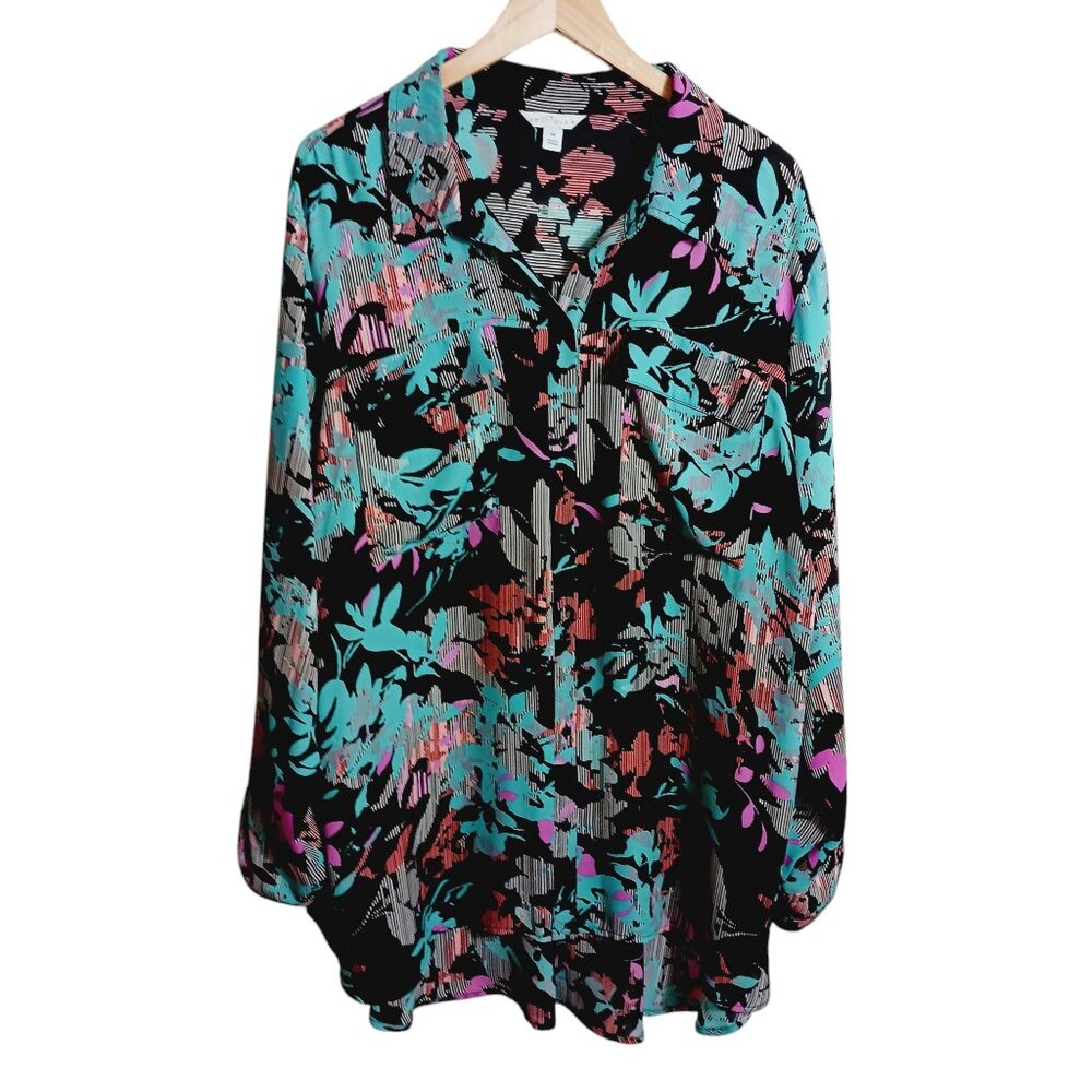 Boutique Brand, Plus Size 3X, Button Down blouse, Multi-Colored, Lovely, Light